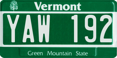 VT license plate YAW192