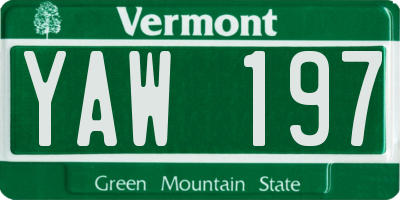 VT license plate YAW197