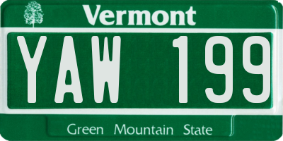 VT license plate YAW199