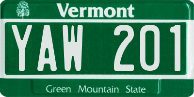 VT license plate YAW201