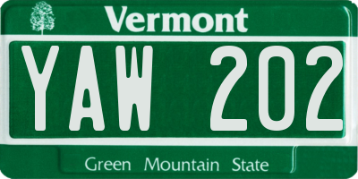 VT license plate YAW202