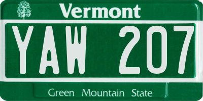VT license plate YAW207