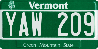 VT license plate YAW209