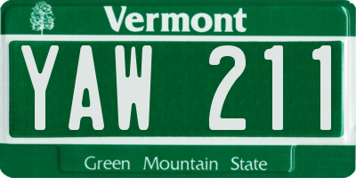 VT license plate YAW211