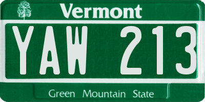 VT license plate YAW213