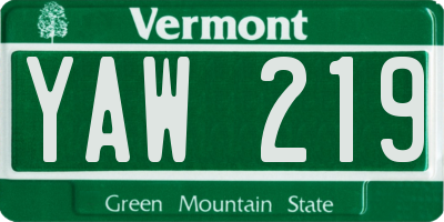 VT license plate YAW219