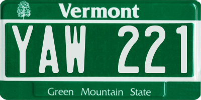 VT license plate YAW221