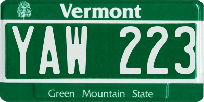 VT license plate YAW223