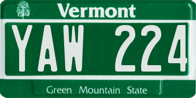 VT license plate YAW224