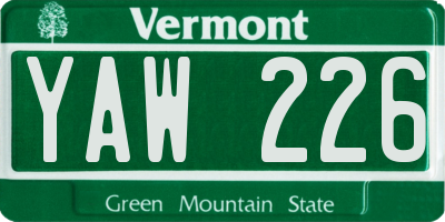 VT license plate YAW226