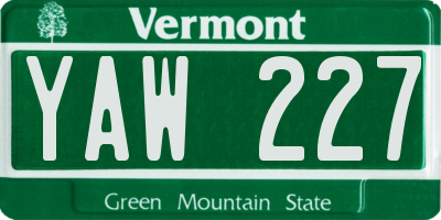VT license plate YAW227