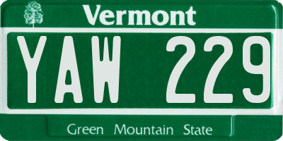 VT license plate YAW229