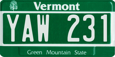 VT license plate YAW231
