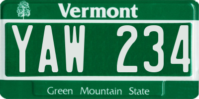 VT license plate YAW234