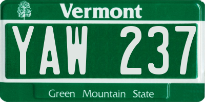 VT license plate YAW237
