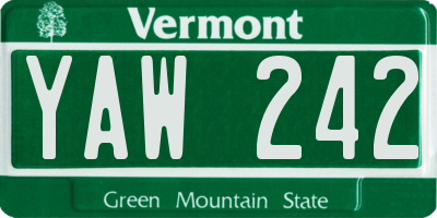 VT license plate YAW242