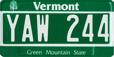 VT license plate YAW244
