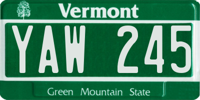 VT license plate YAW245