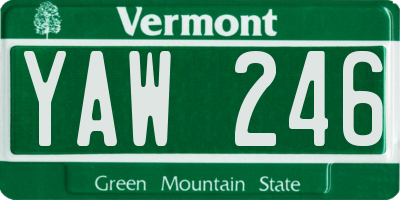 VT license plate YAW246