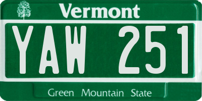 VT license plate YAW251