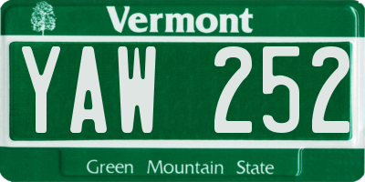 VT license plate YAW252