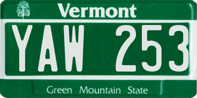 VT license plate YAW253