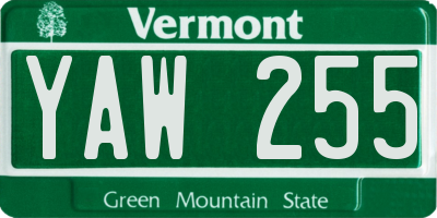 VT license plate YAW255
