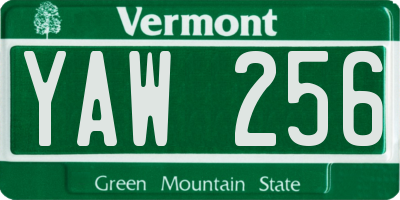 VT license plate YAW256