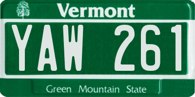 VT license plate YAW261