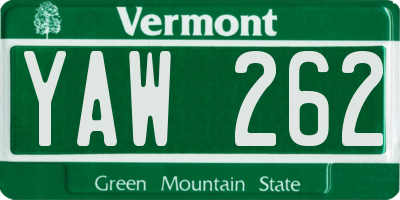 VT license plate YAW262