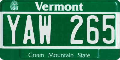 VT license plate YAW265