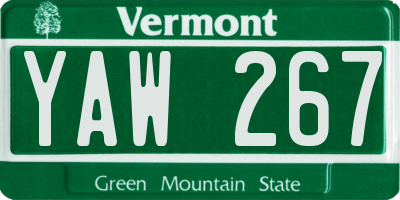 VT license plate YAW267