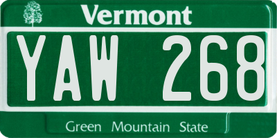 VT license plate YAW268