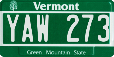 VT license plate YAW273