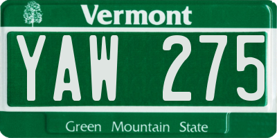VT license plate YAW275