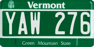 VT license plate YAW276