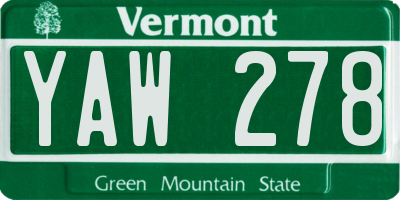 VT license plate YAW278