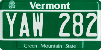 VT license plate YAW282