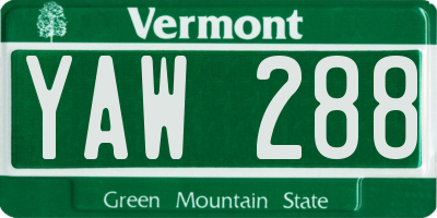 VT license plate YAW288