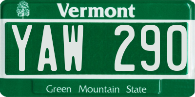 VT license plate YAW290