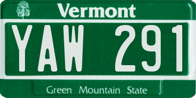VT license plate YAW291