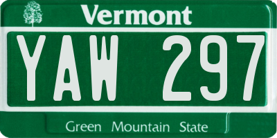 VT license plate YAW297