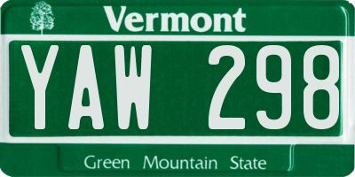 VT license plate YAW298