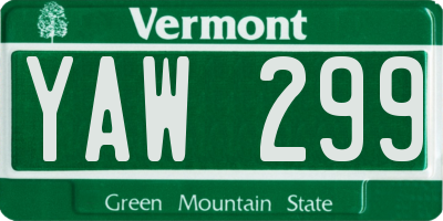 VT license plate YAW299