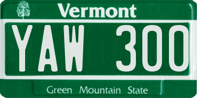VT license plate YAW300