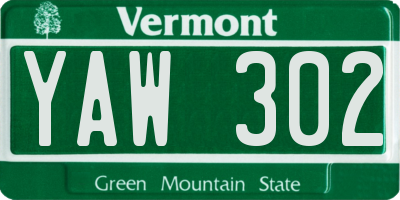 VT license plate YAW302