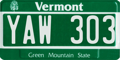 VT license plate YAW303