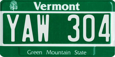 VT license plate YAW304