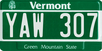VT license plate YAW307