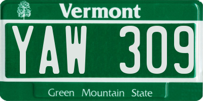 VT license plate YAW309